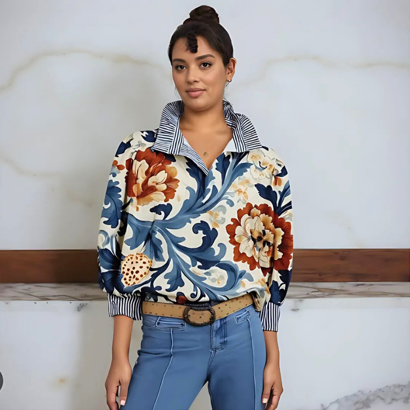Irinia™ | Stylish Long-Sleeve Blouse with Unique Print