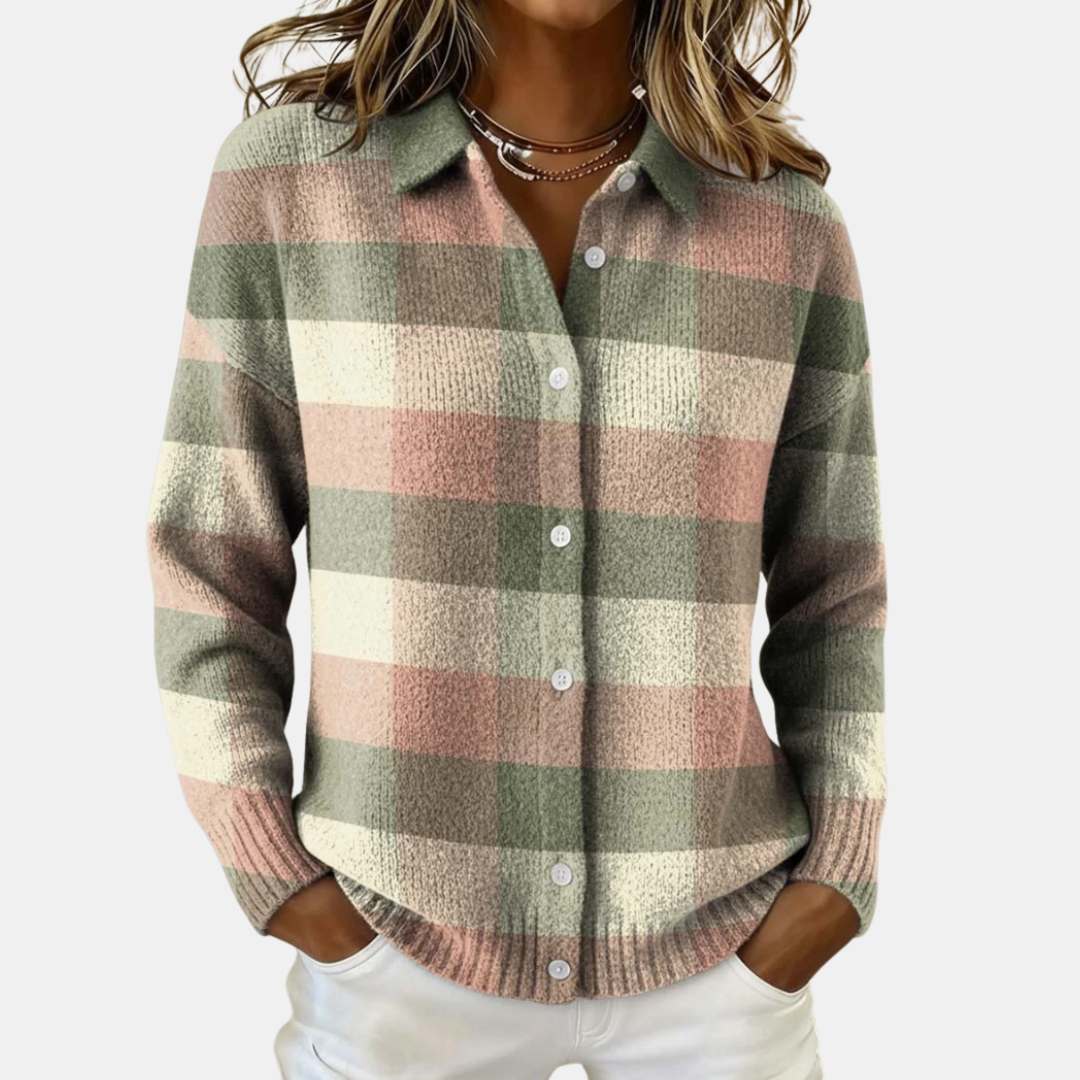 Grace | Pastel Plaid Knit Cardigan