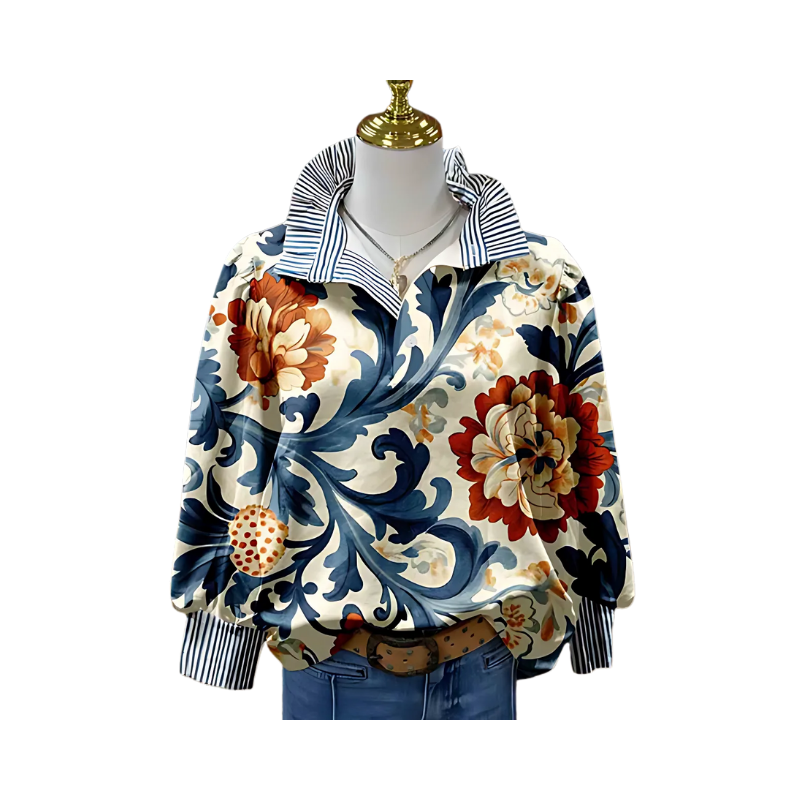 Irinia™ | Stylish Long-Sleeve Blouse with Unique Print