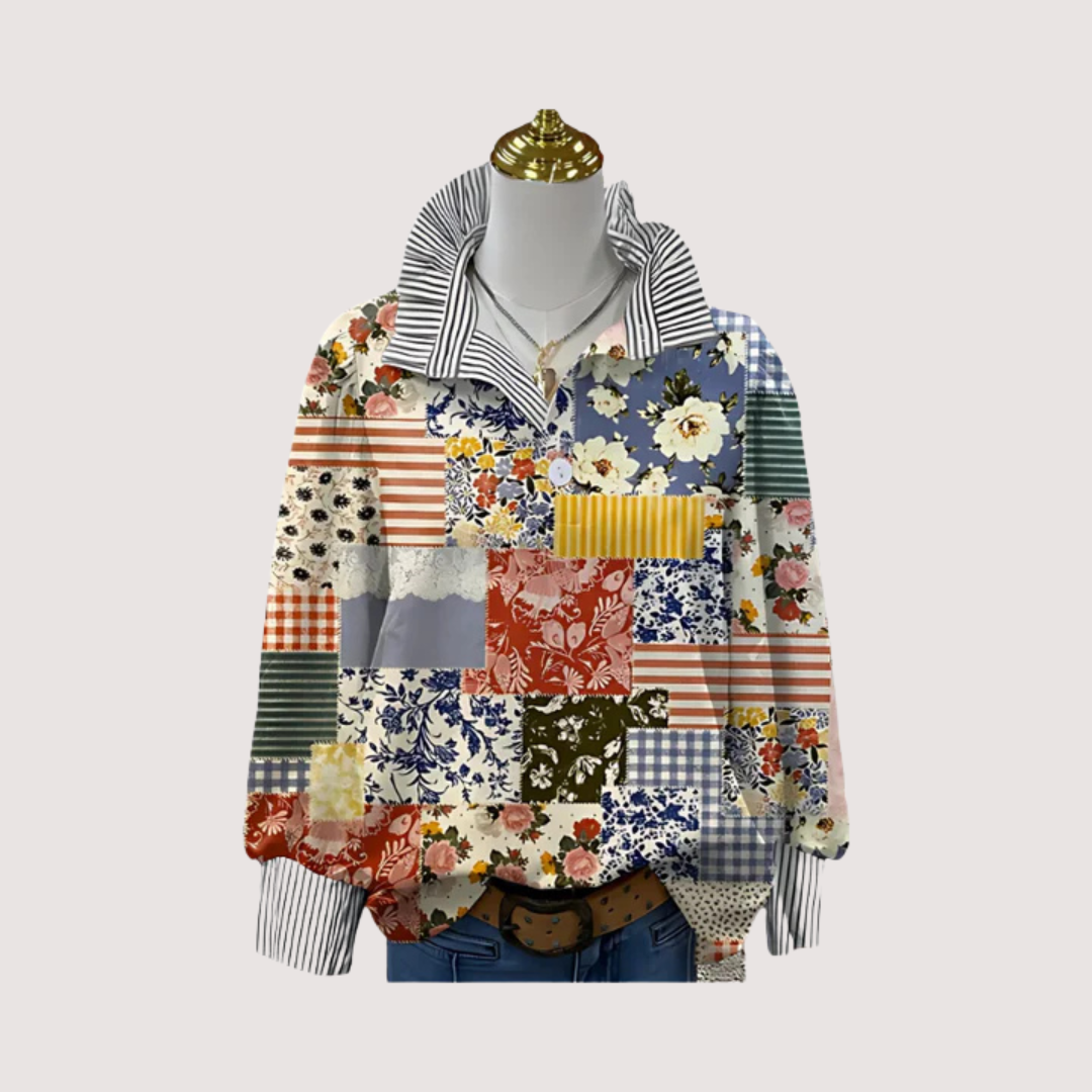 Irinia™ | Stylish Long-Sleeve Blouse with Unique Print