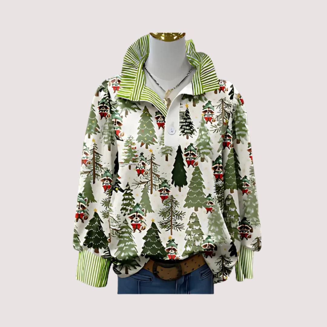 Irinia™ | Stylish Long-Sleeve Blouse with Unique Print