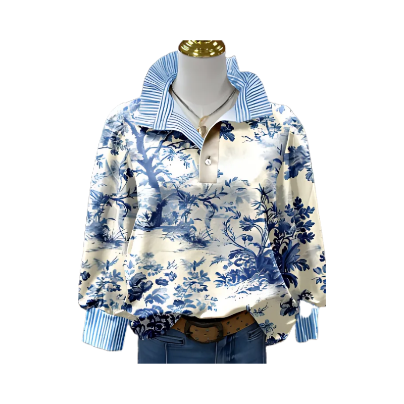 Irinia™ | Stylish Long-Sleeve Blouse with Unique Print