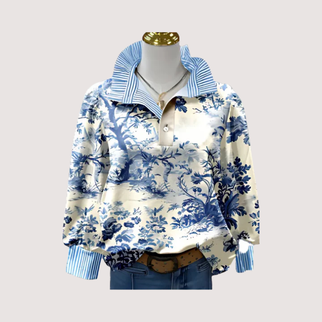 Irinia™ | Stylish Long-Sleeve Blouse with Unique Print