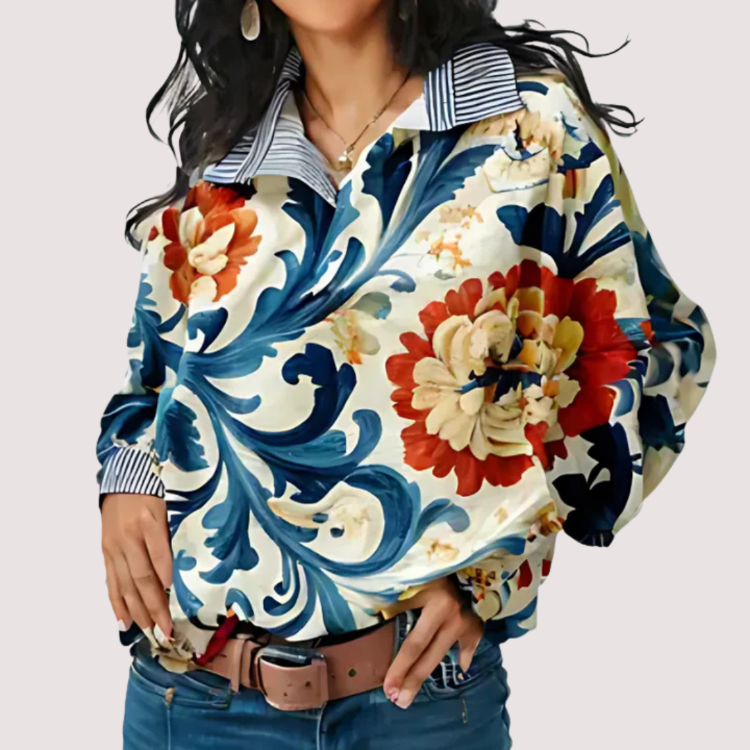 Irinia™ | Stylish Long-Sleeve Blouse with Unique Print