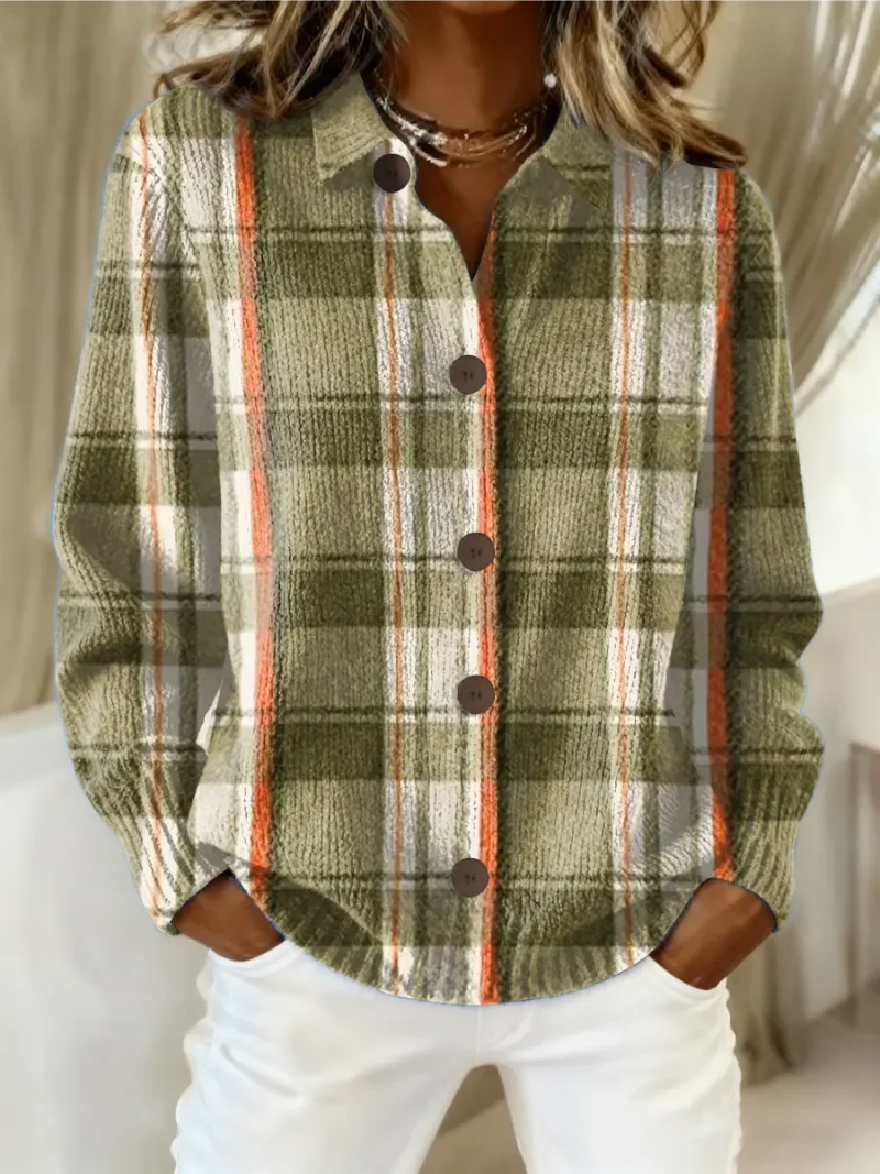 Hazel | Olive Plaid Button Cardigan