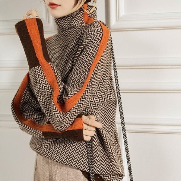 Maren | Turtleneck with striking contrasting stripes