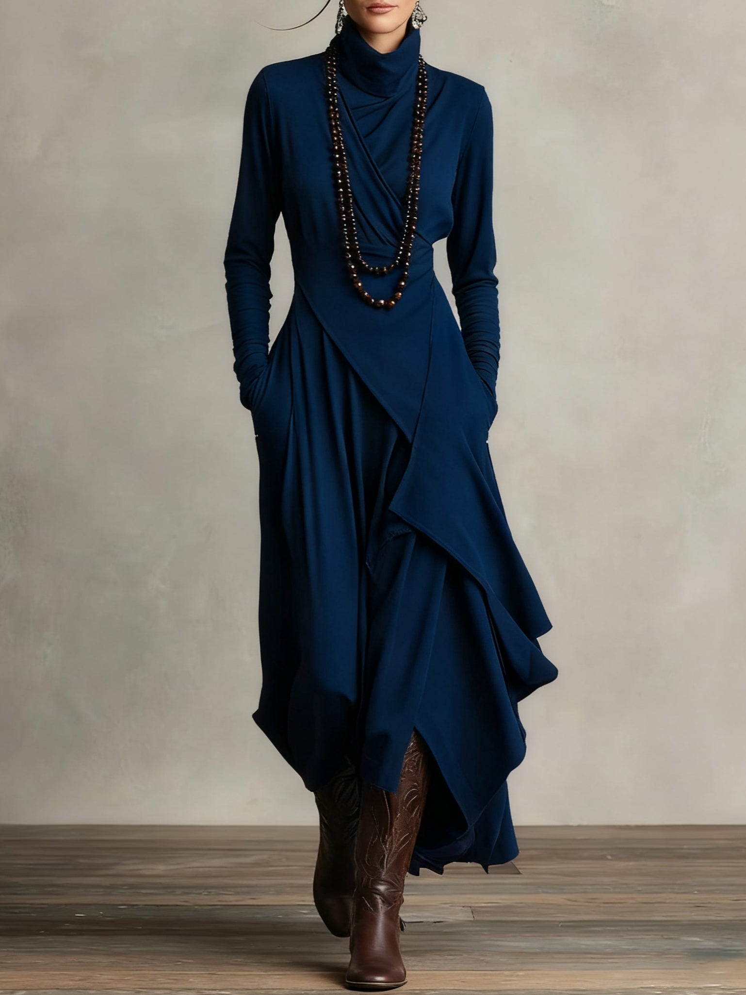 Vivienne | Asymmetrical High-Neck Maxi Dress
