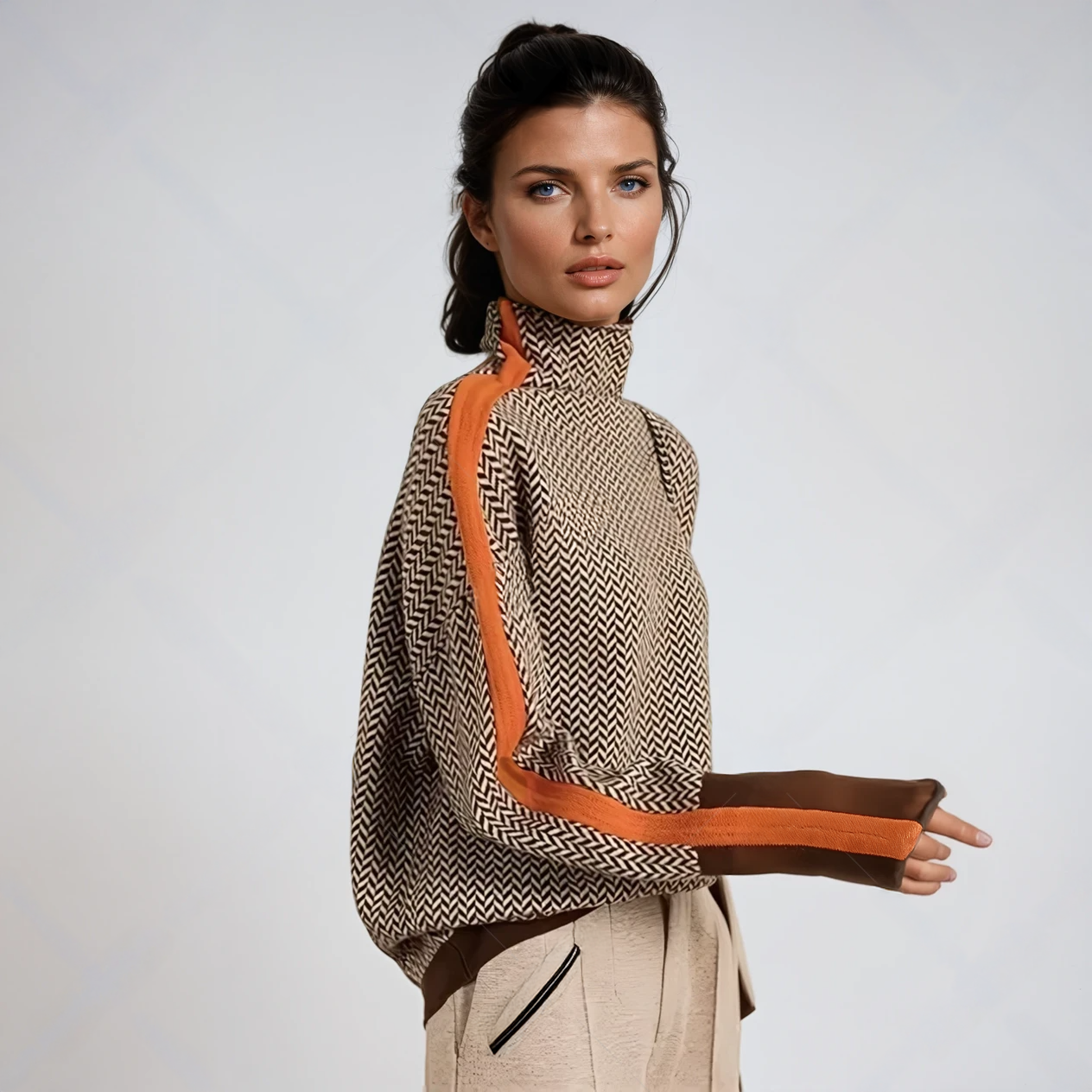 Maren | Turtleneck with striking contrasting stripes