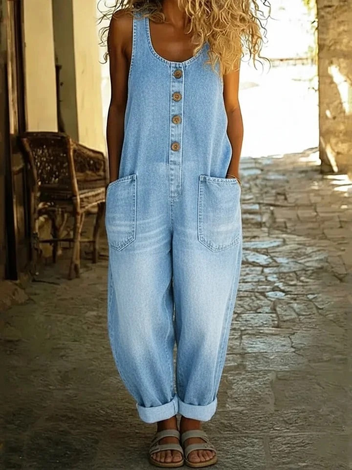 Lenna – Vintage Cotton Denim Jumpsuit