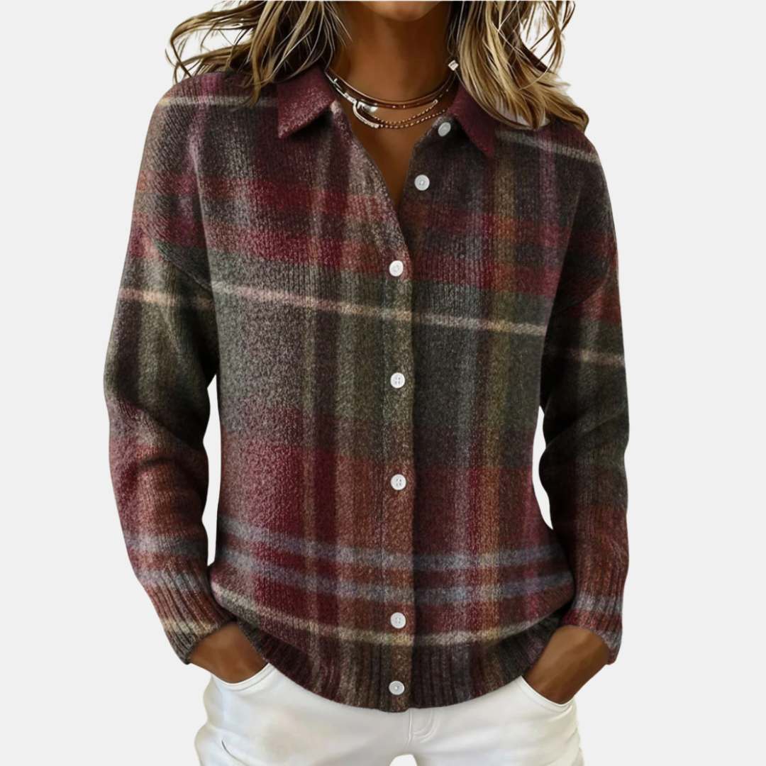 Eleanor | Classic Plaid Knit Cardigan