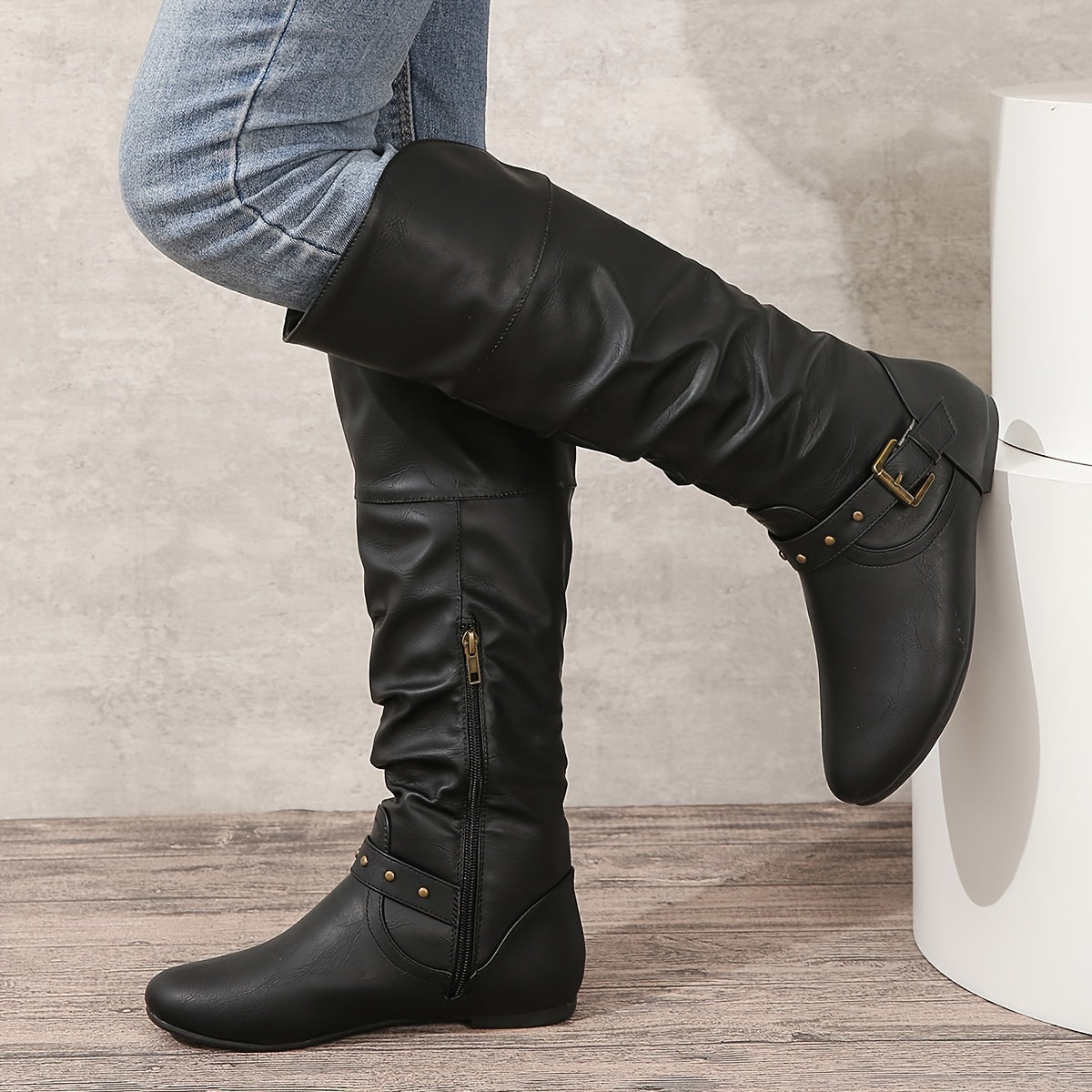 Danica | Women's Knee-High Boots with Side Zipper