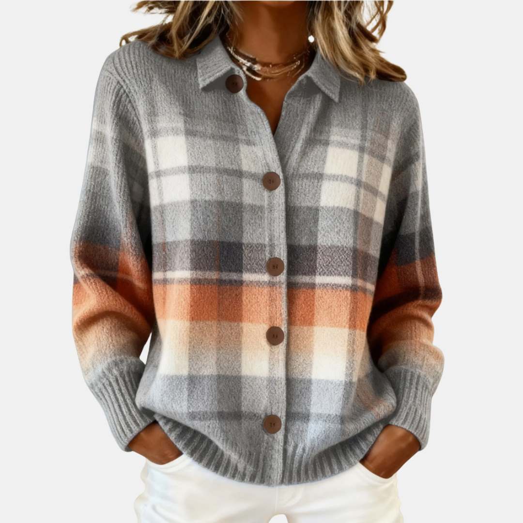 Marlene | Warm Ombre Plaid Cardigan