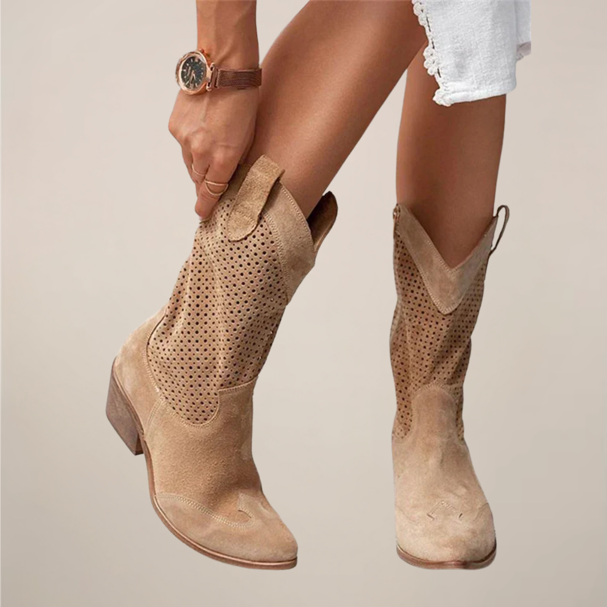 Women’s Perforated Western Mid-Calf Boots