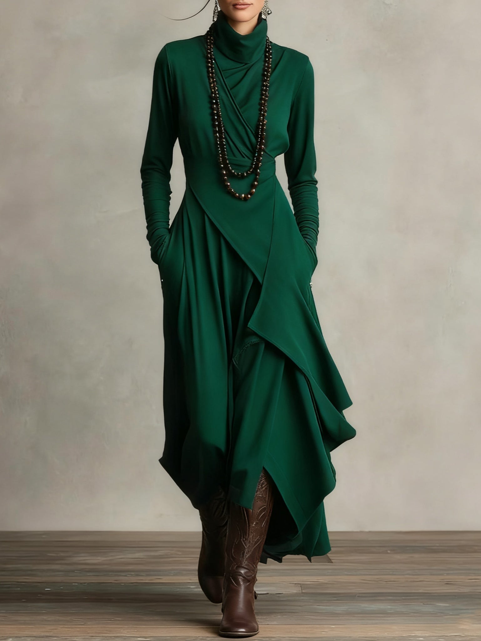 Vivienne | Asymmetrical High-Neck Maxi Dress