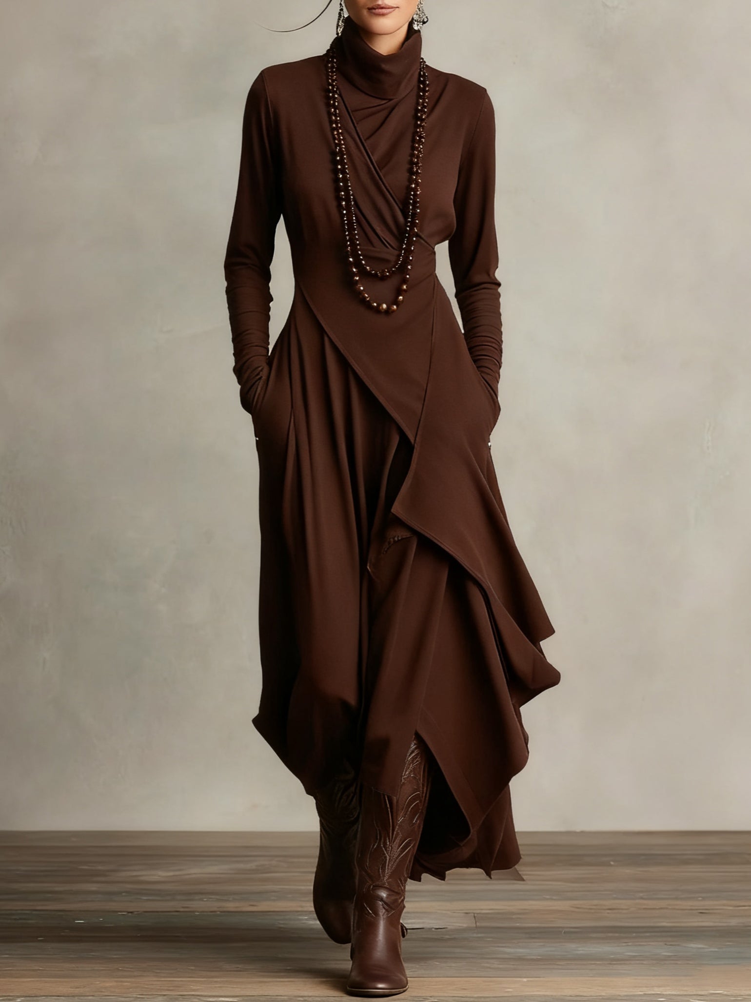 Vivienne | Asymmetrical High-Neck Maxi Dress