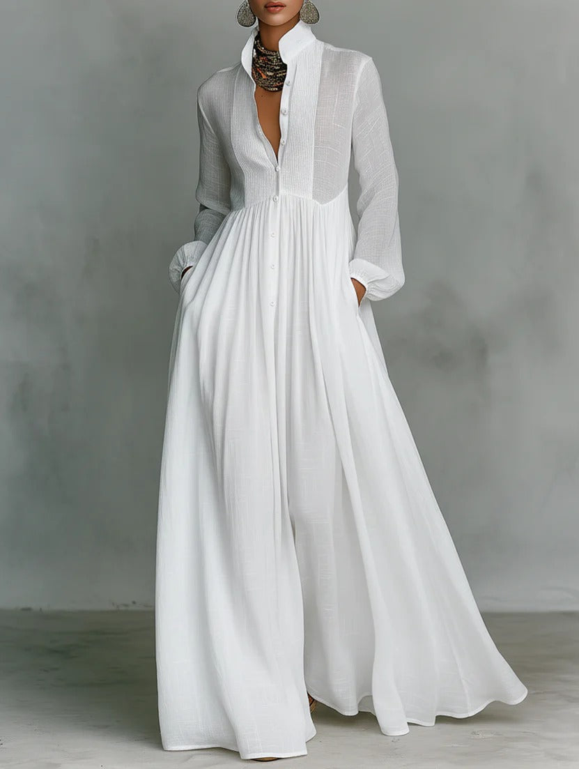 Celine | Flowing Button-Front Maxi Dress