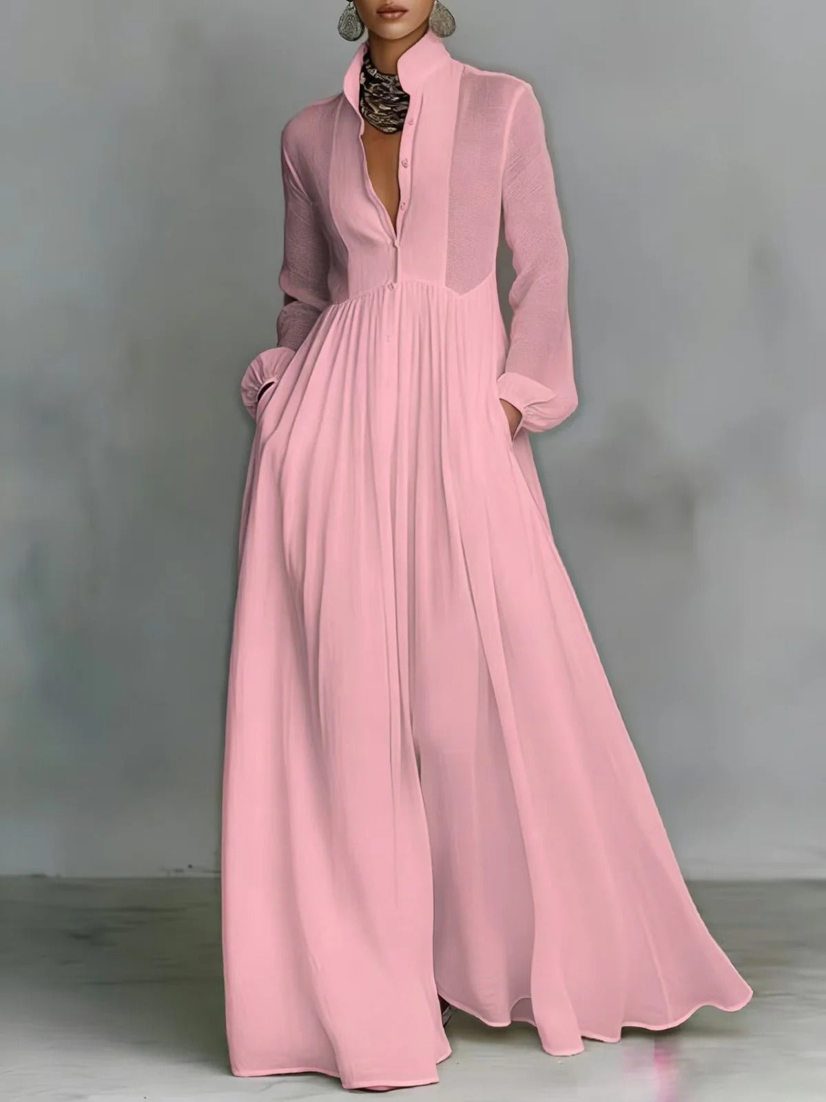 Celine | Flowing Button-Front Maxi Dress