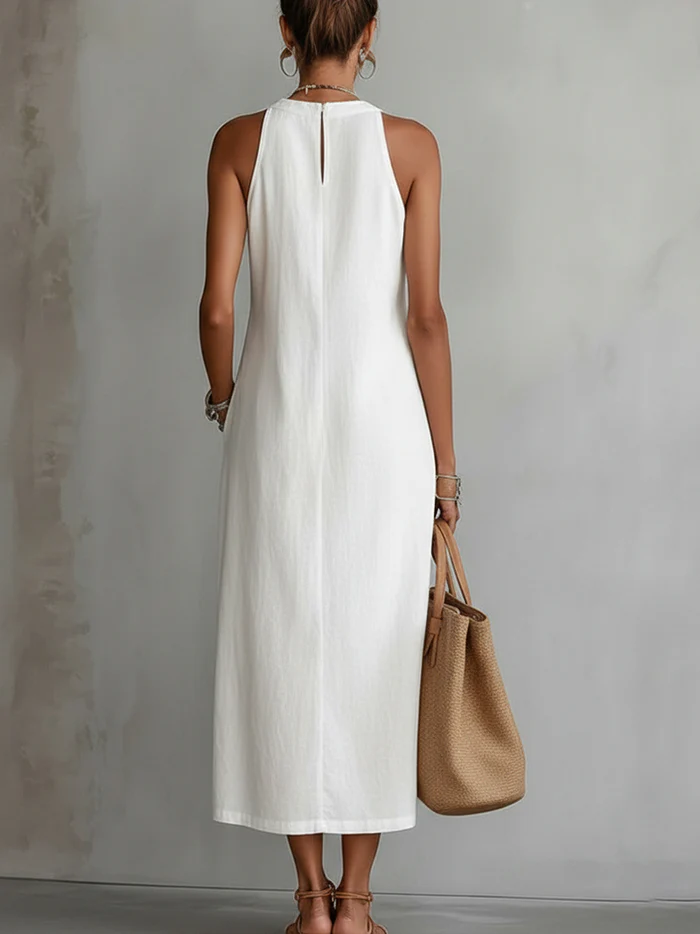 Aurora | Sleeveless Lace Detail Midi Dress